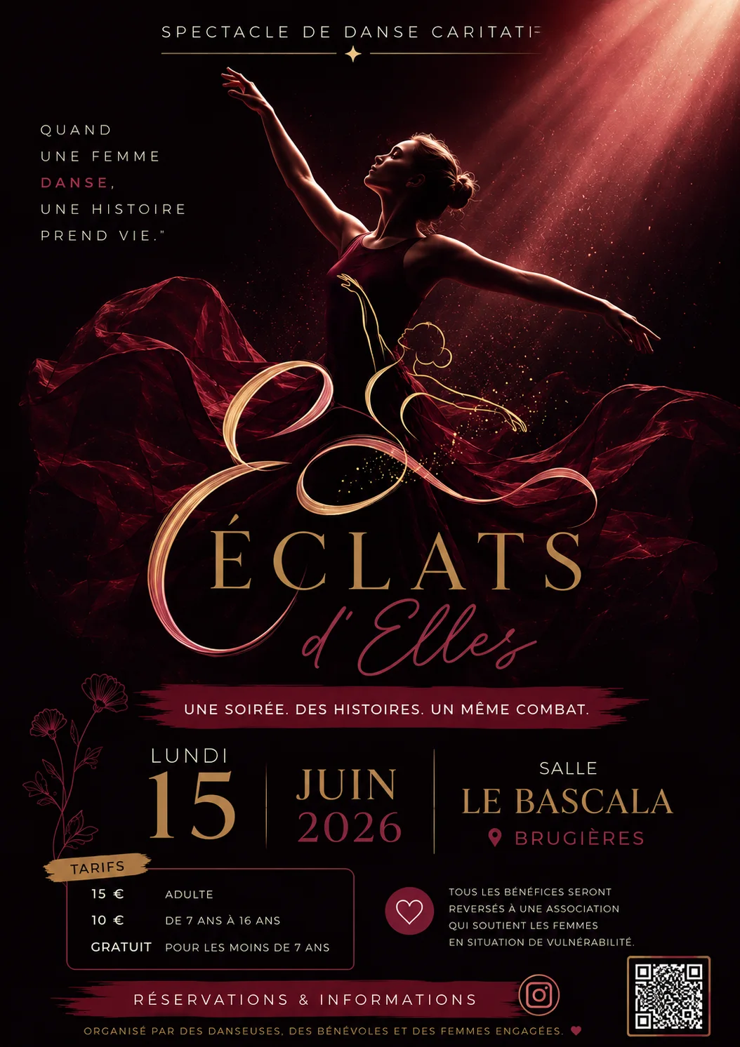Affiche violette du spectacle de danse Éclats d’Elles