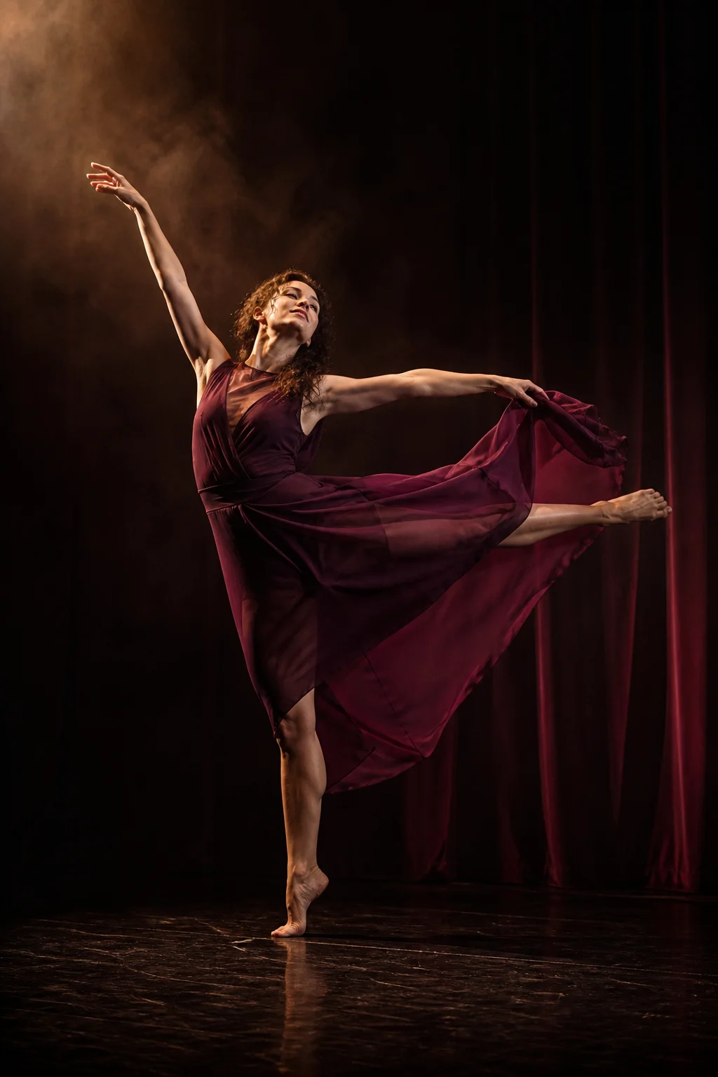 Portrait vertical d’une danseuse contemporaine en mouvement