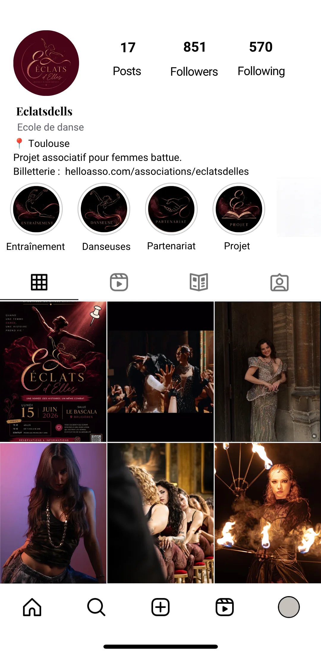 Template de la page Instagram Éclats d’Elles